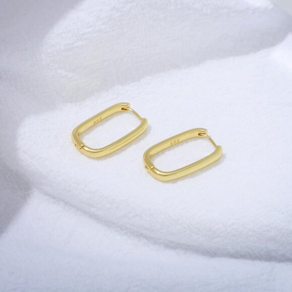 Women's 18K Gold-plated Zircon Earrings Hoop Dangle U-shaped Earring Golden - Picture 8 of 9